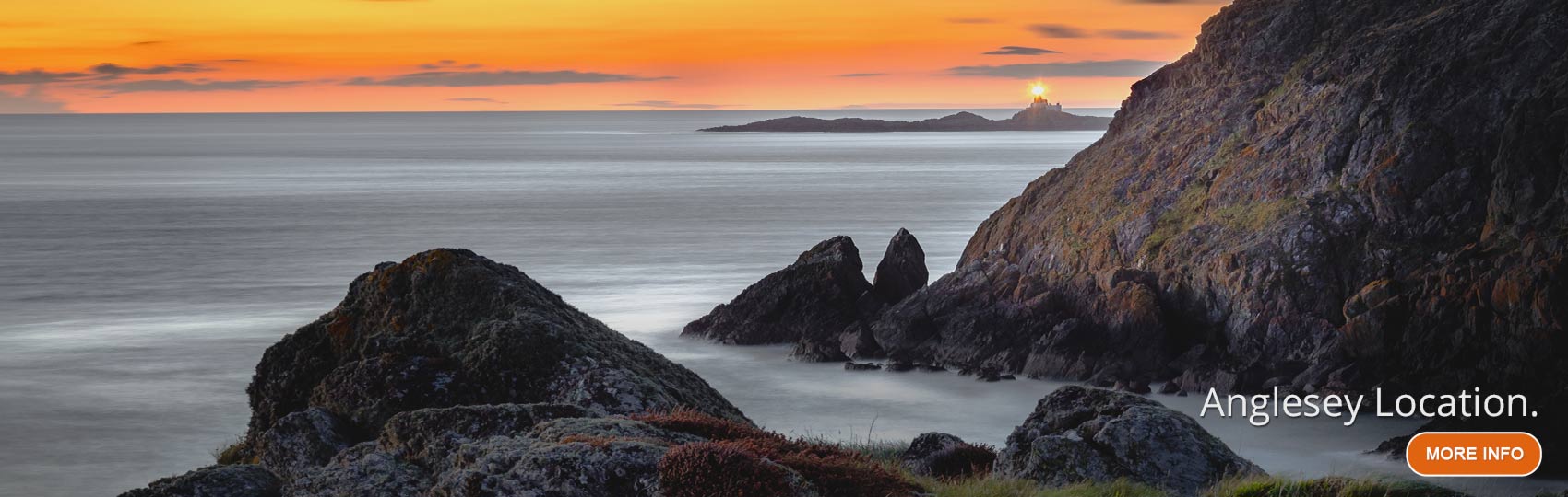 Sunset at South Stack Lighthouse in Holyhead Island